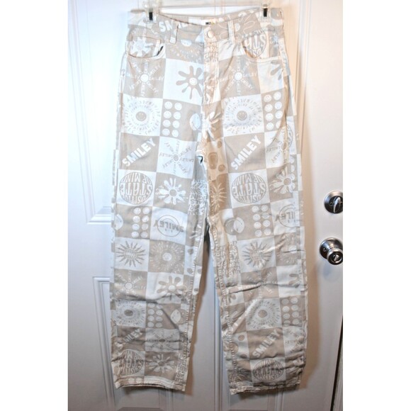 H&M Smiley Jeans Womens Size 4 Wide Leg Straight 29X32 Casual Denim - Picture 1 of 6